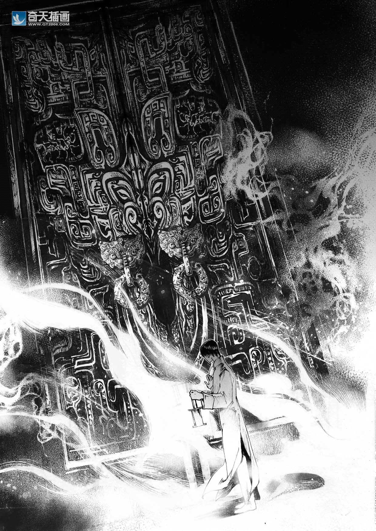 奇天插画学校青铜门